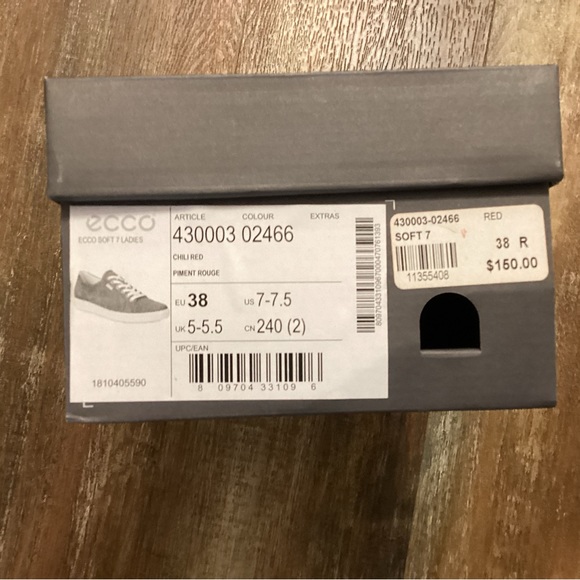Ecco Soft 7 sneaker in red size 38 NWT - Picture 14 of 14
